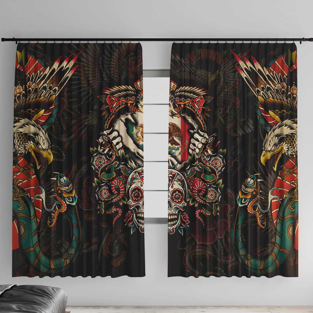 Mexico Sugar Skull Window Curtain Tattoo Art Mexican Flag