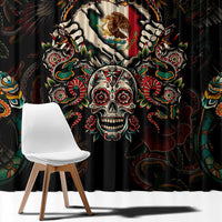 Mexico Sugar Skull Window Curtain Tattoo Art Mexican Flag