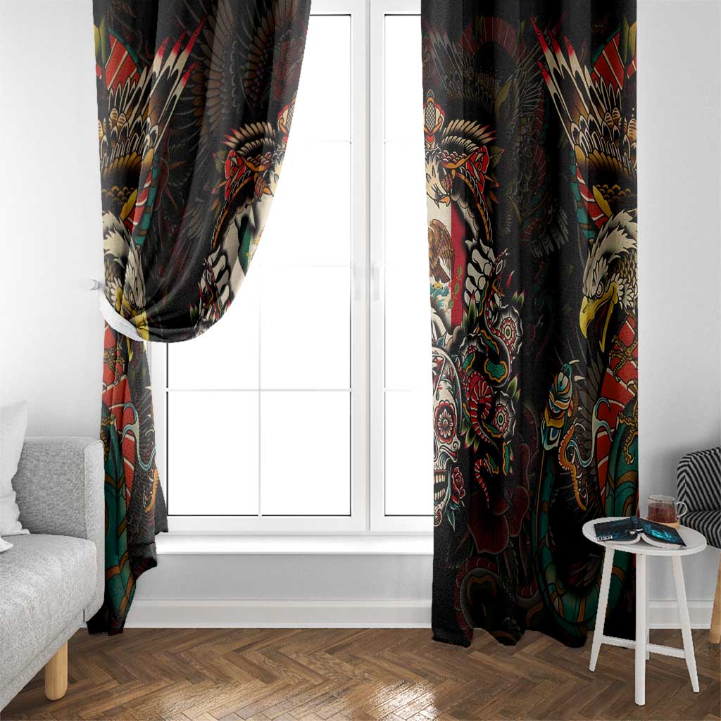 Mexico Sugar Skull Window Curtain Tattoo Art Mexican Flag