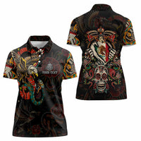 Mexico Sugar Skull Women Polo Shirt Tattoo Art Mexican Flag