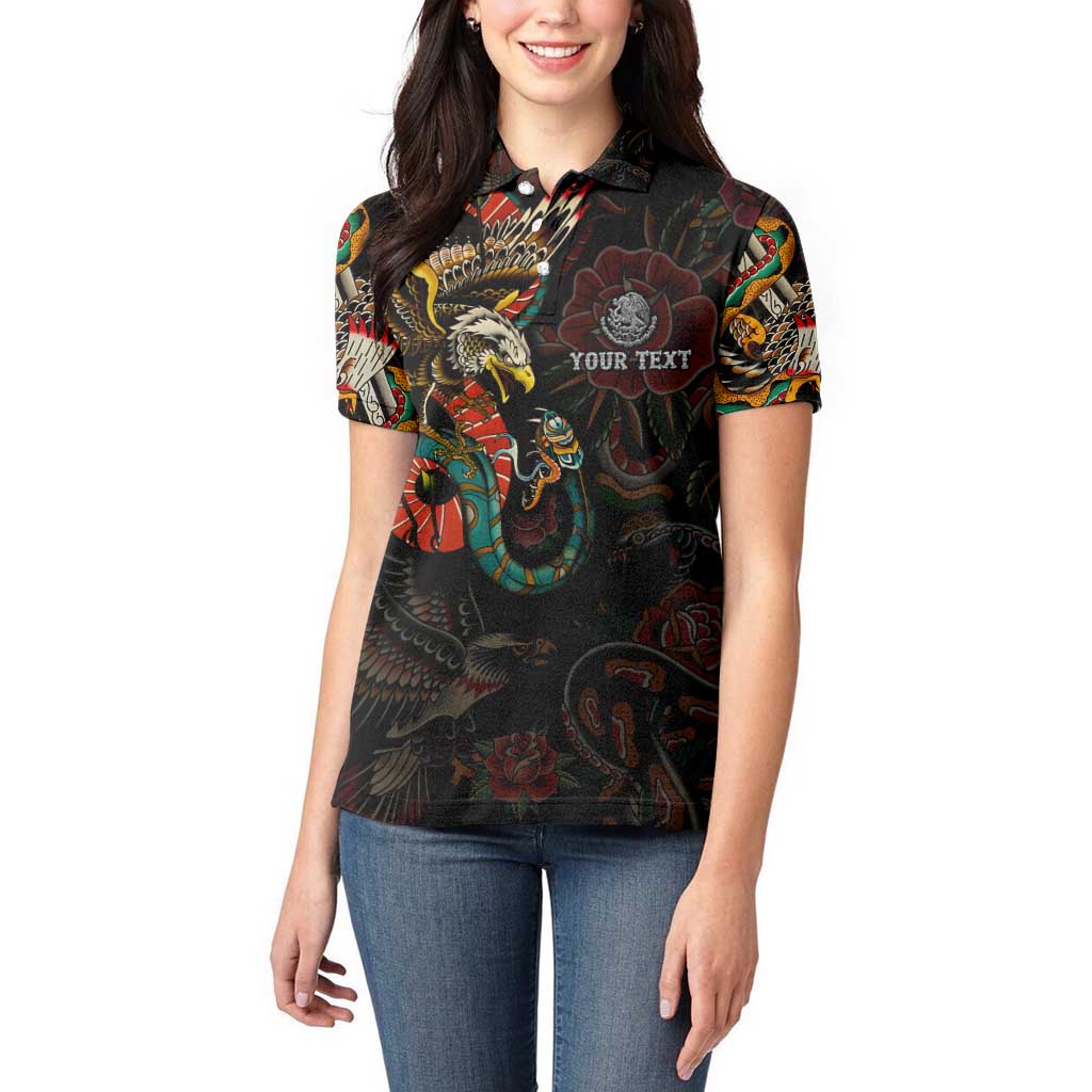 Mexico Sugar Skull Women Polo Shirt Tattoo Art Mexican Flag