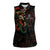 Mexico Sugar Skull Women Sleeveless Polo Shirt Tattoo Art Mexican Flag