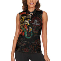 Mexico Sugar Skull Women Sleeveless Polo Shirt Tattoo Art Mexican Flag