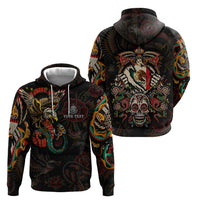 Mexico Sugar Skull Zip Hoodie Tattoo Art Mexican Flag