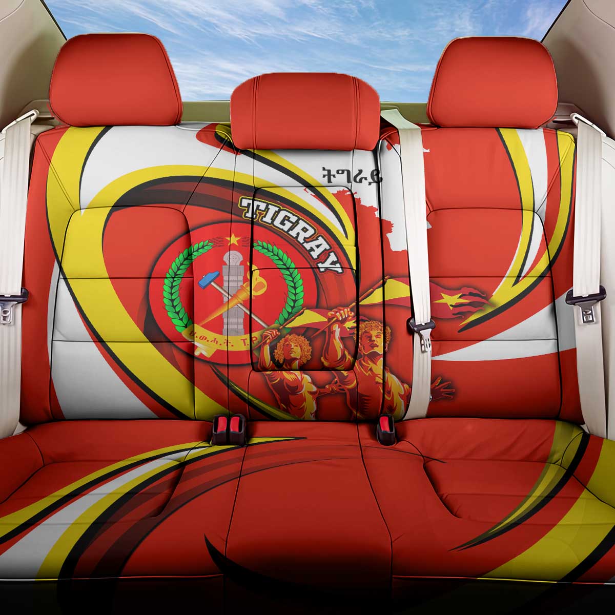 Ethiopia Tigray Revolution Back Car Seat Cover Emblem Freedom Fighters and Flag