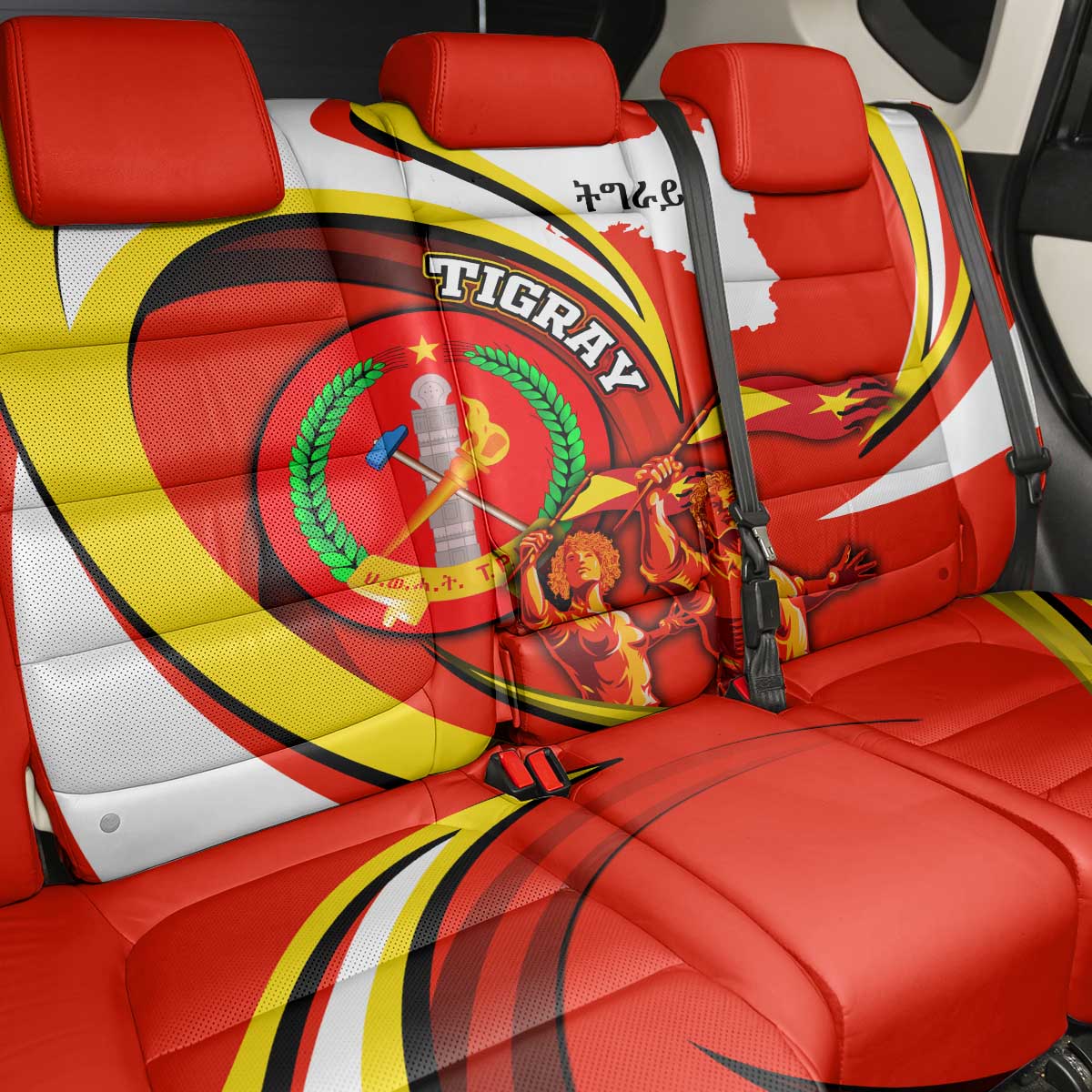 Ethiopia Tigray Revolution Back Car Seat Cover Emblem Freedom Fighters and Flag