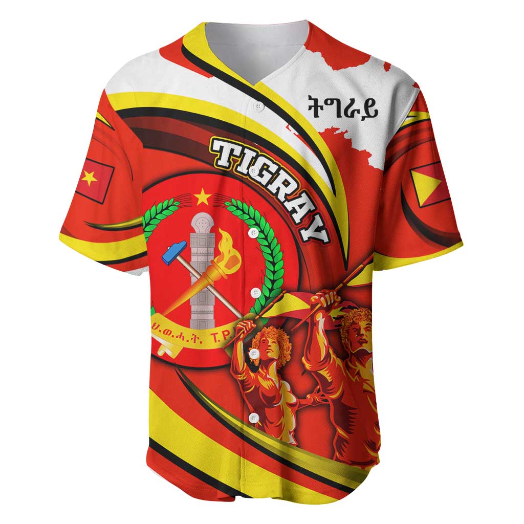 Ethiopia Tigray Revolution Baseball Jersey Emblem Freedom Fighters and Flag