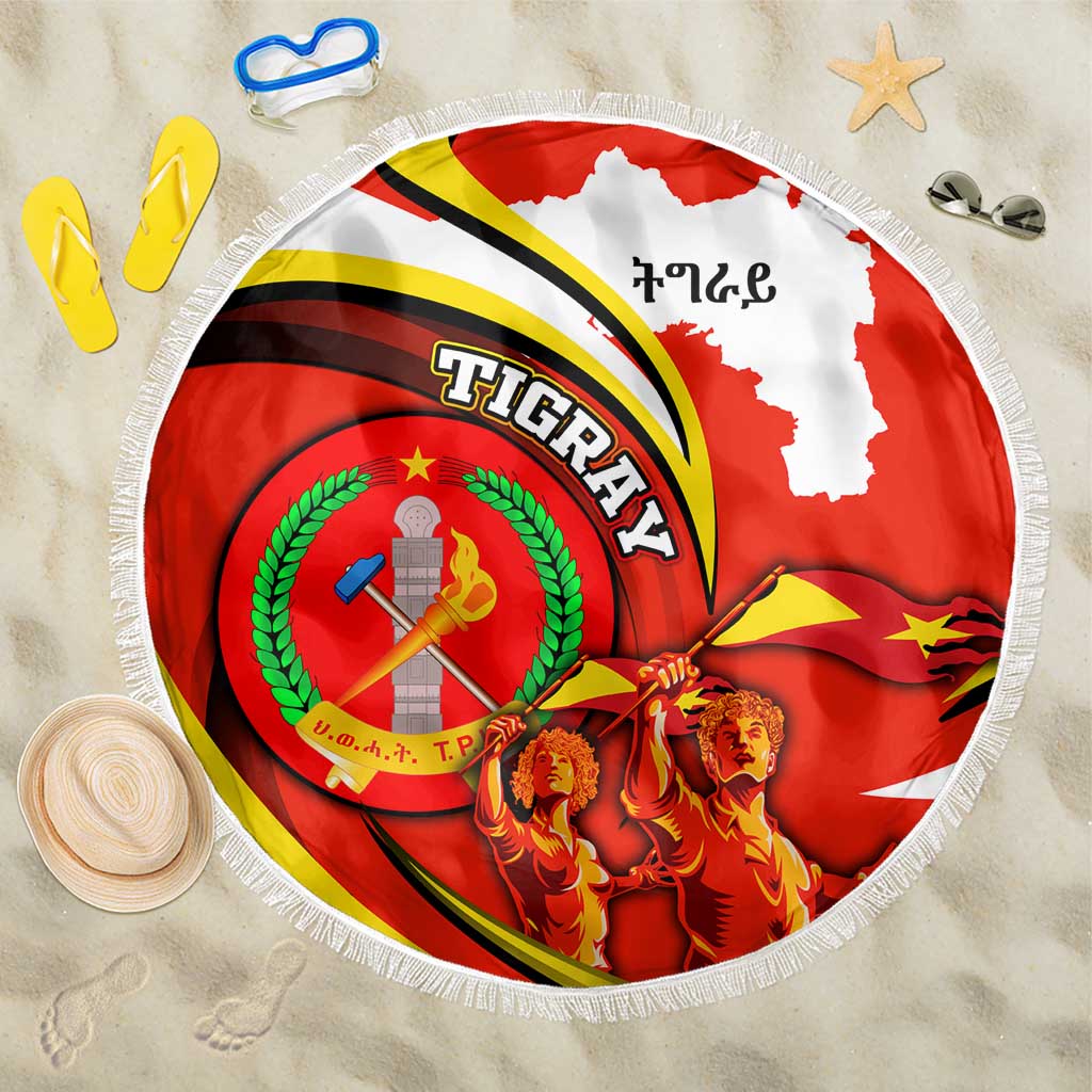Ethiopia Tigray Revolution Beach Blanket Emblem Freedom Fighters and Flag