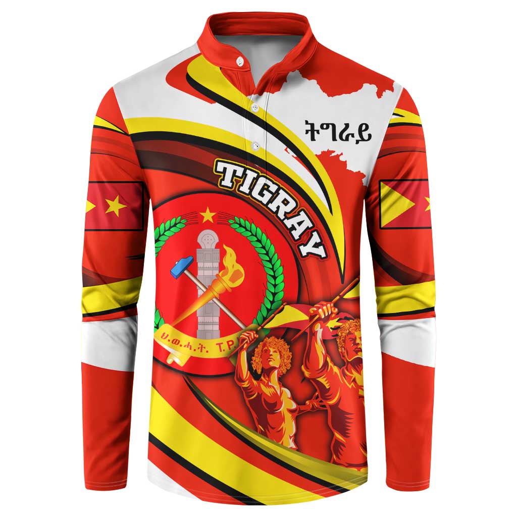 Ethiopia Tigray Revolution Button Sweatshirt Emblem Freedom Fighters and Flag