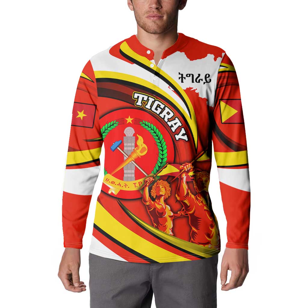 Ethiopia Tigray Revolution Button Sweatshirt Emblem Freedom Fighters and Flag