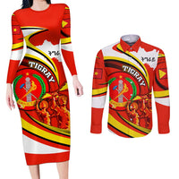 Ethiopia Tigray Revolution Couples Matching Long Sleeve Bodycon Dress and Long Sleeve Button Shirt Emblem Freedom Fighters and Flag
