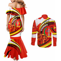 Ethiopia Tigray Revolution Couples Matching Mermaid Dress and Long Sleeve Button Shirt Emblem Freedom Fighters and Flag