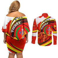 Ethiopia Tigray Revolution Couples Matching Off Shoulder Short Dress and Long Sleeve Button Shirt Emblem Freedom Fighters and Flag