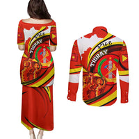 Ethiopia Tigray Revolution Couples Matching Puletasi and Long Sleeve Button Shirt Emblem Freedom Fighters and Flag