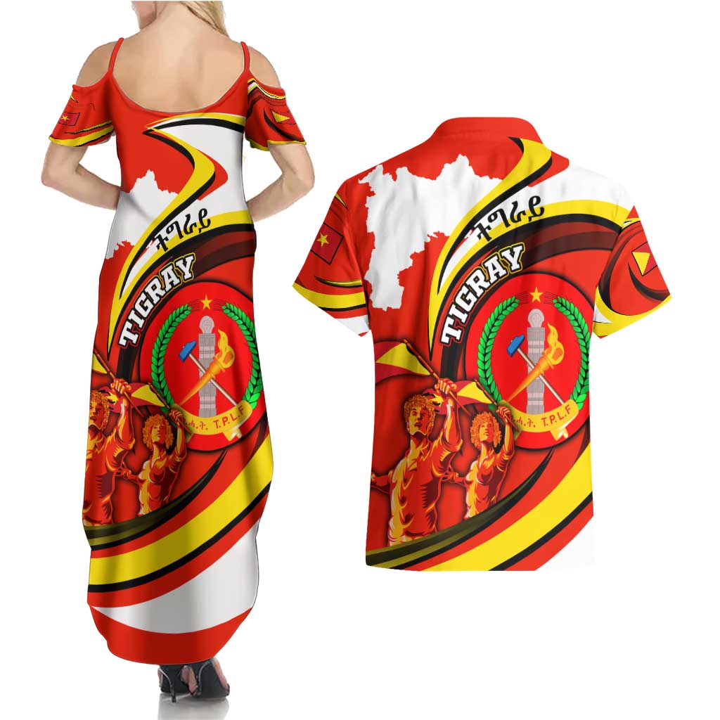 Ethiopia Tigray Revolution Couples Matching Summer Maxi Dress and Hawaiian Shirt Emblem Freedom Fighters and Flag