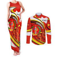 Ethiopia Tigray Revolution Couples Matching Tank Maxi Dress and Long Sleeve Button Shirt Emblem Freedom Fighters and Flag