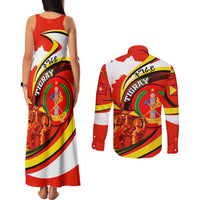 Ethiopia Tigray Revolution Couples Matching Tank Maxi Dress and Long Sleeve Button Shirt Emblem Freedom Fighters and Flag
