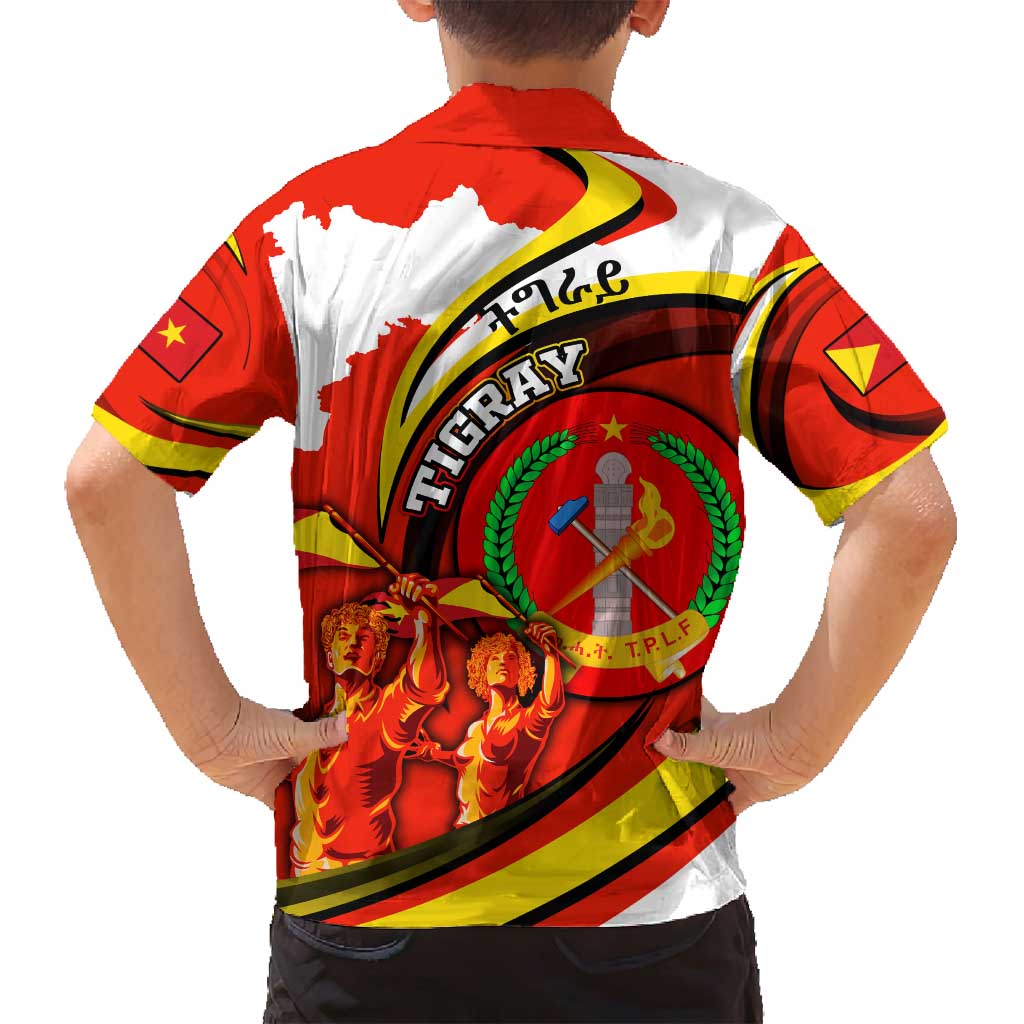 Ethiopia Tigray Revolution Family Matching Long Sleeve Bodycon Dress and Hawaiian Shirt Emblem Freedom Fighters and Flag