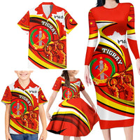 Ethiopia Tigray Revolution Family Matching Long Sleeve Bodycon Dress and Hawaiian Shirt Emblem Freedom Fighters and Flag