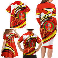 Ethiopia Tigray Revolution Family Matching Long Sleeve Bodycon Dress and Hawaiian Shirt Emblem Freedom Fighters and Flag