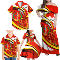 Ethiopia Tigray Revolution Family Matching Off Shoulder Maxi Dress and Hawaiian Shirt Emblem Freedom Fighters and Flag
