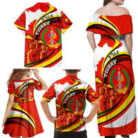 Ethiopia Tigray Revolution Family Matching Off Shoulder Maxi Dress and Hawaiian Shirt Emblem Freedom Fighters and Flag