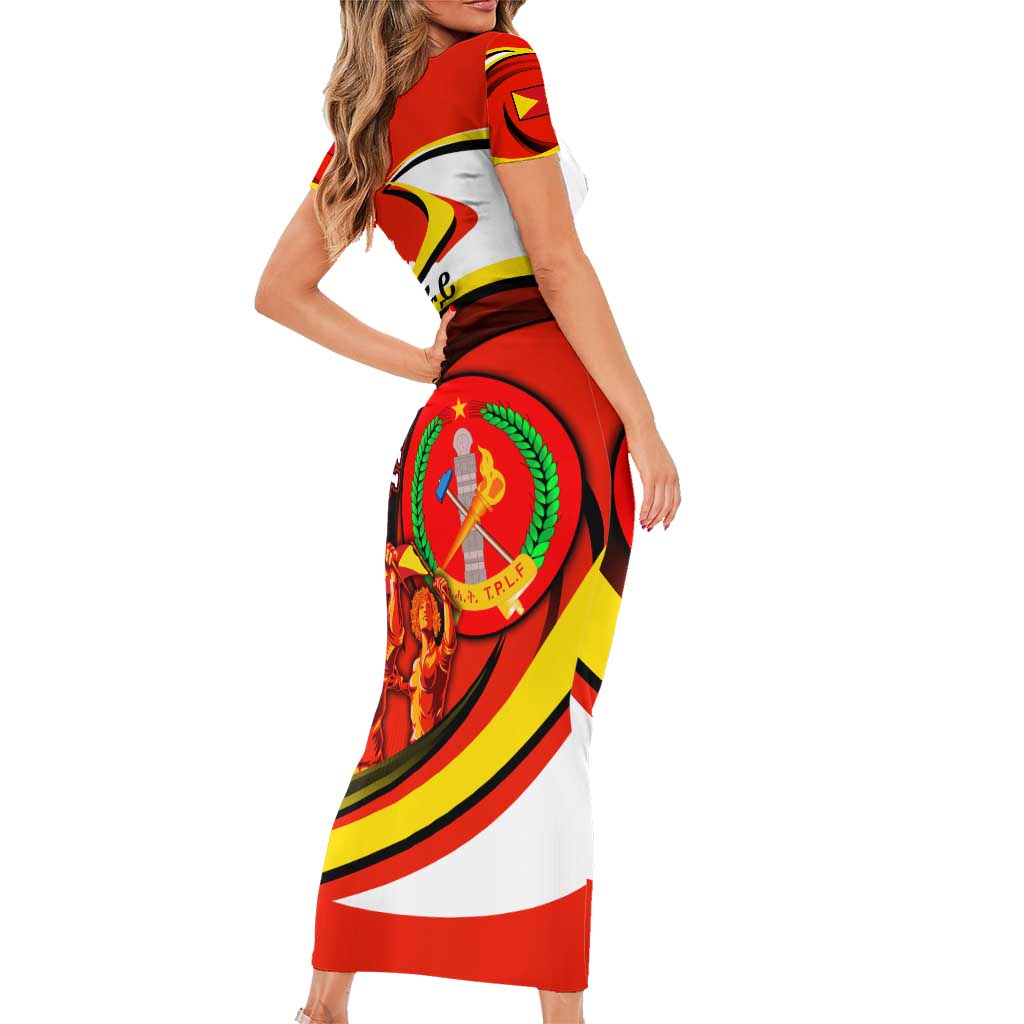 Ethiopia Tigray Revolution Family Matching Short Sleeve Bodycon Dress and Hawaiian Shirt Emblem Freedom Fighters and Flag