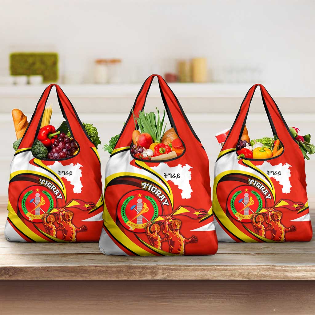 Ethiopia Tigray Revolution Grocery Bag Emblem Freedom Fighters and Flag