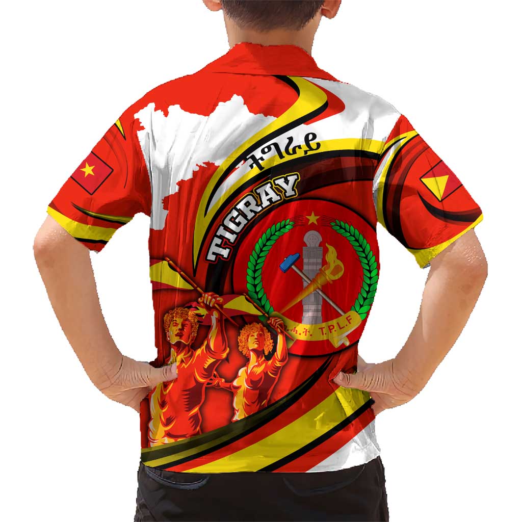 Ethiopia Tigray Revolution Kid Hawaiian Shirt Emblem Freedom Fighters and Flag