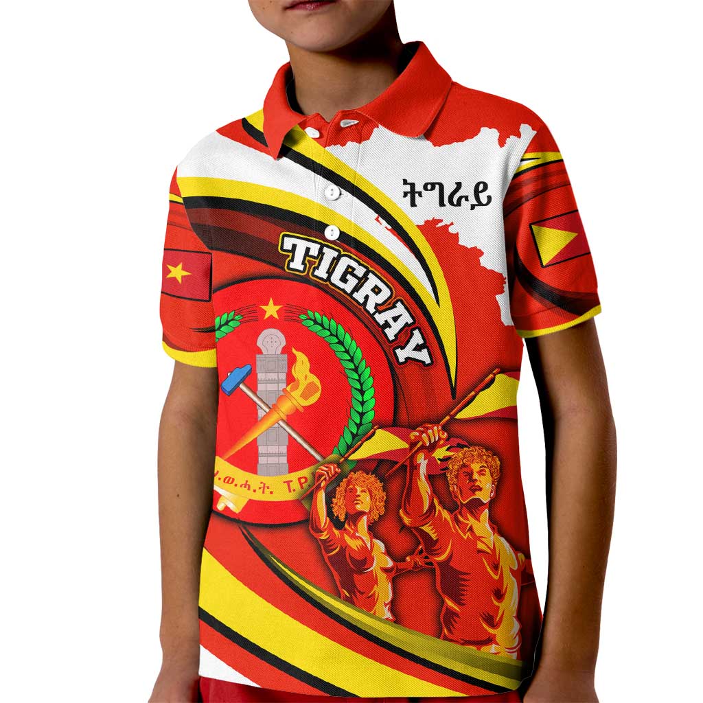 Ethiopia Tigray Revolution Kid Polo Shirt Emblem Freedom Fighters and Flag
