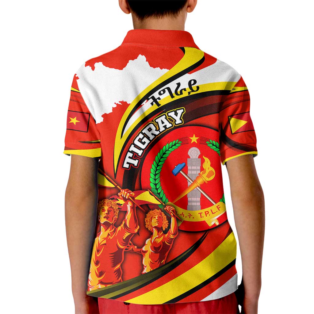 Ethiopia Tigray Revolution Kid Polo Shirt Emblem Freedom Fighters and Flag