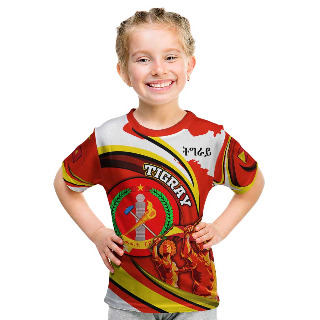 Ethiopia Tigray Revolution Kid T Shirt Emblem Freedom Fighters and Flag