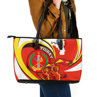 Ethiopia Tigray Revolution Leather Tote Bag Emblem Freedom Fighters and Flag