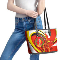 Ethiopia Tigray Revolution Leather Tote Bag Emblem Freedom Fighters and Flag