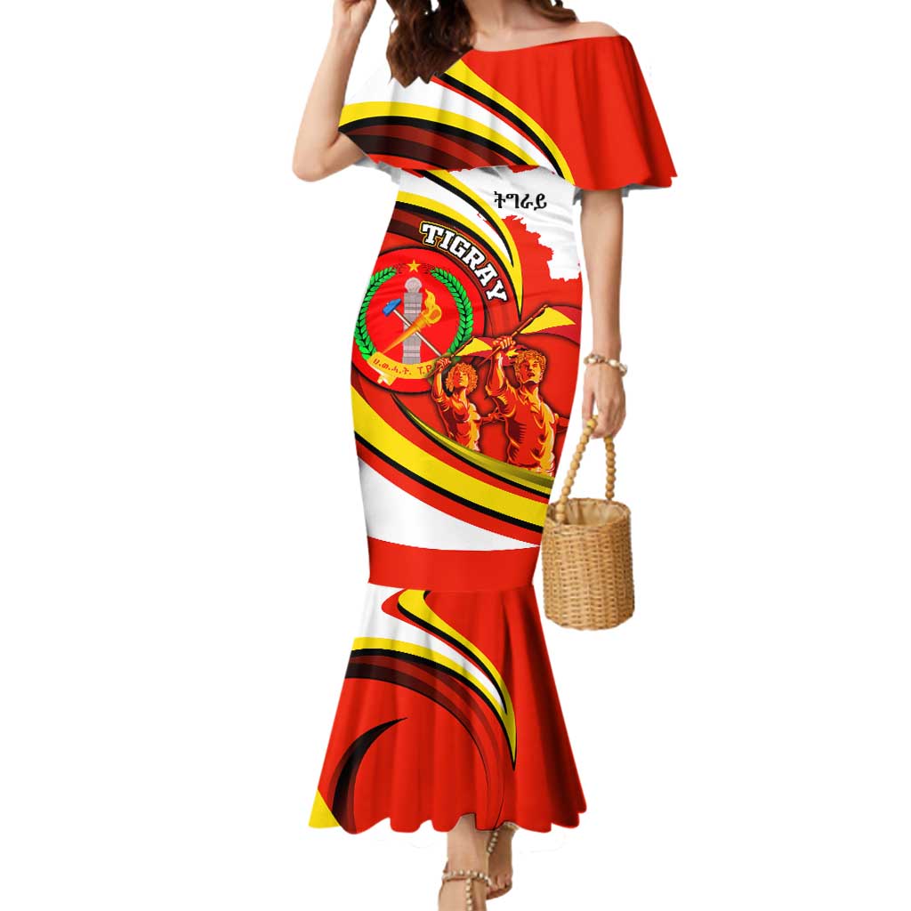 Ethiopia Tigray Revolution Mermaid Dress Emblem Freedom Fighters and Flag