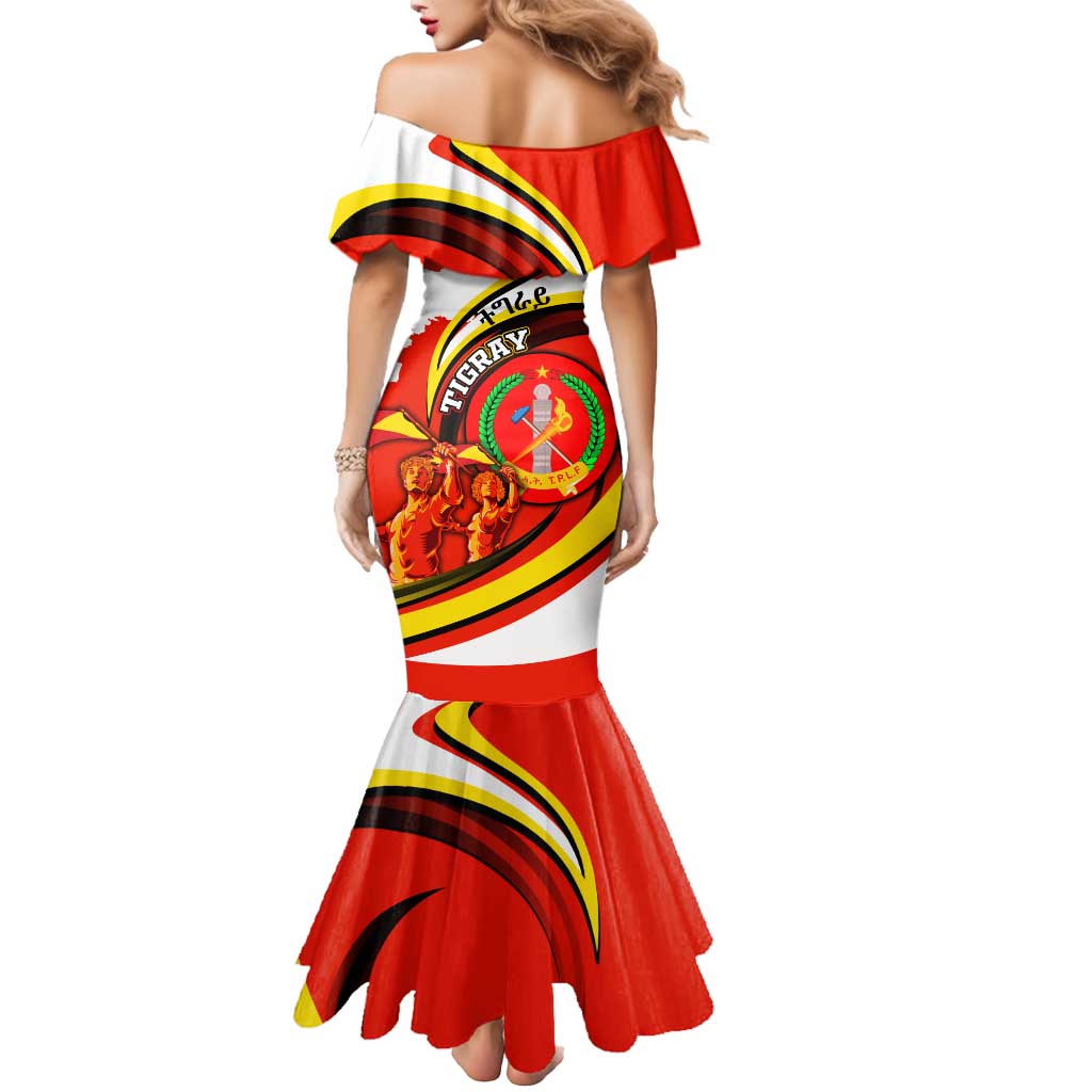 Ethiopia Tigray Revolution Mermaid Dress Emblem Freedom Fighters and Flag