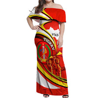 Ethiopia Tigray Revolution Off Shoulder Maxi Dress Emblem Freedom Fighters and Flag