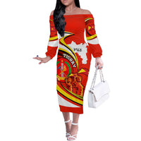 Ethiopia Tigray Revolution Off The Shoulder Long Sleeve Dress Emblem Freedom Fighters and Flag
