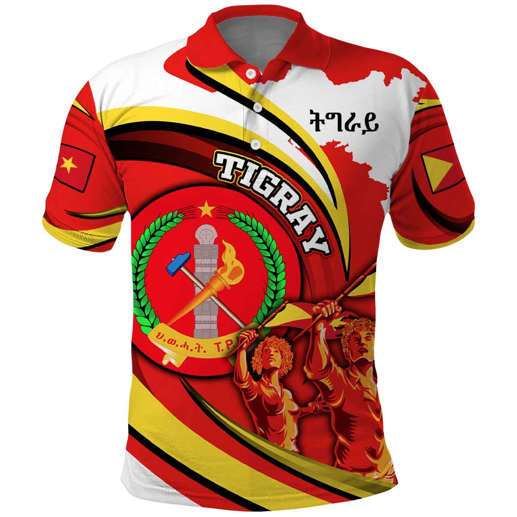 Ethiopia Tigray Revolution Polo Shirt Emblem Freedom Fighters and Flag