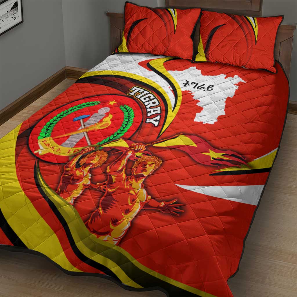Ethiopia Tigray Revolution Quilt Bed Set Emblem Freedom Fighters and Flag