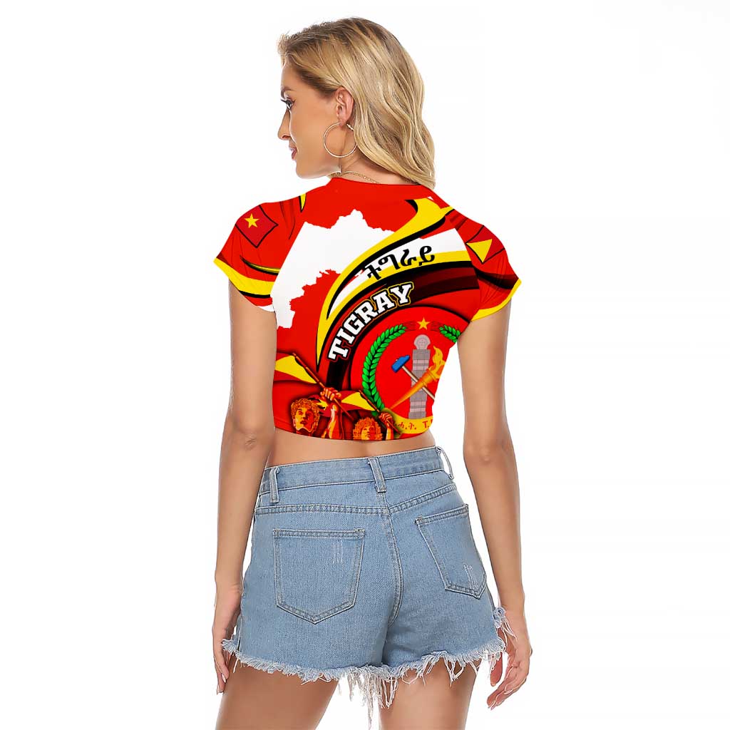 Ethiopia Tigray Revolution Raglan Cropped T Shirt Emblem Freedom Fighters and Flag