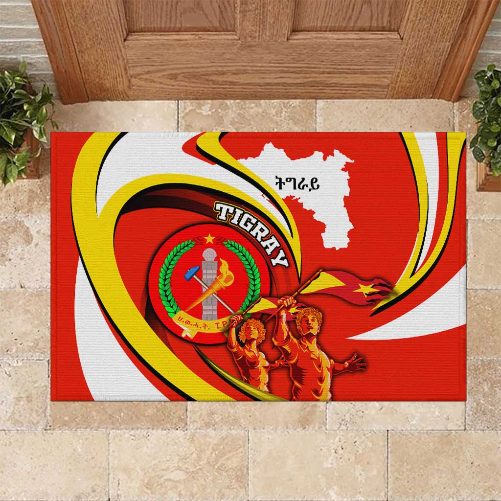 Ethiopia Tigray Revolution Rubber Doormat Emblem Freedom Fighters and Flag