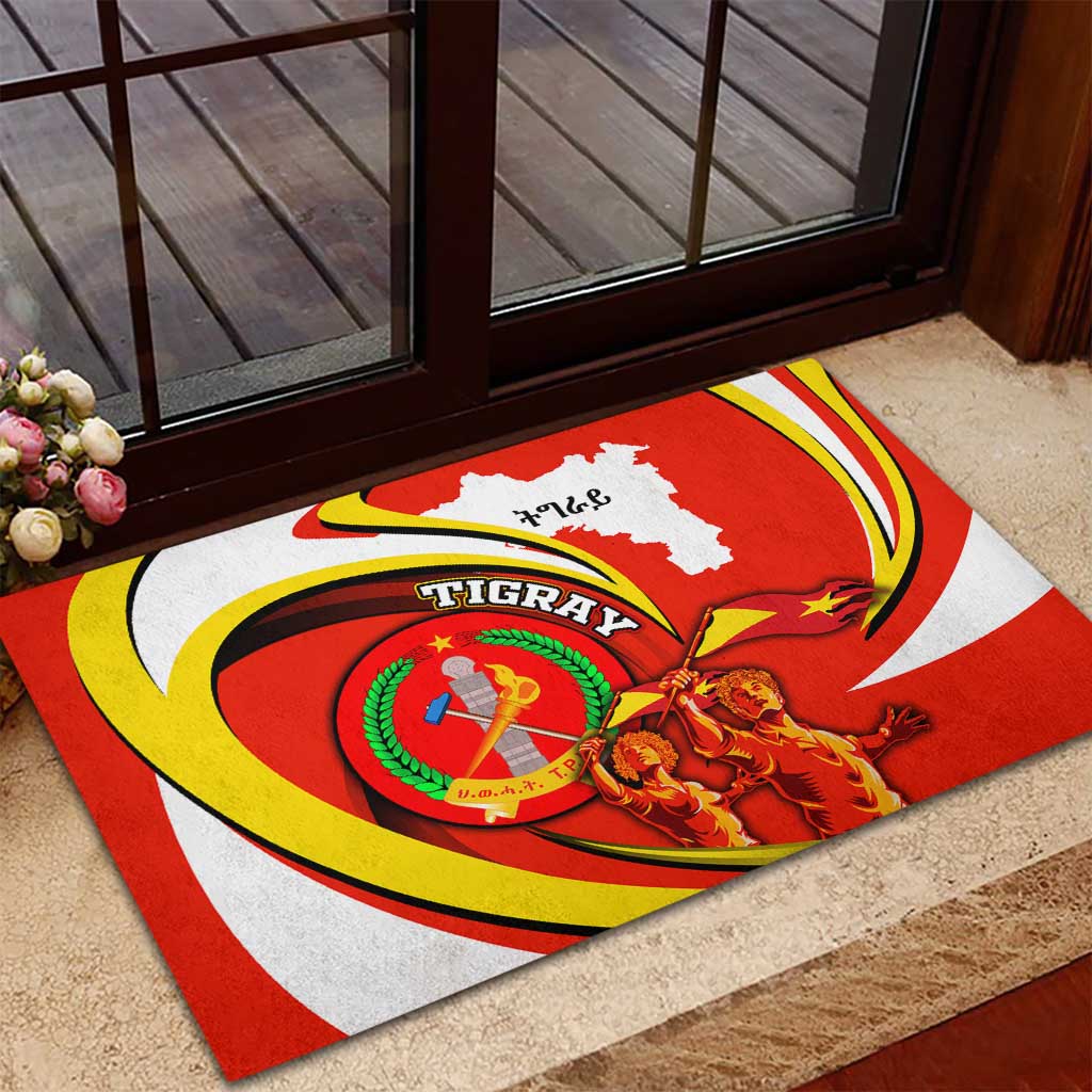 Ethiopia Tigray Revolution Rubber Doormat Emblem Freedom Fighters and Flag