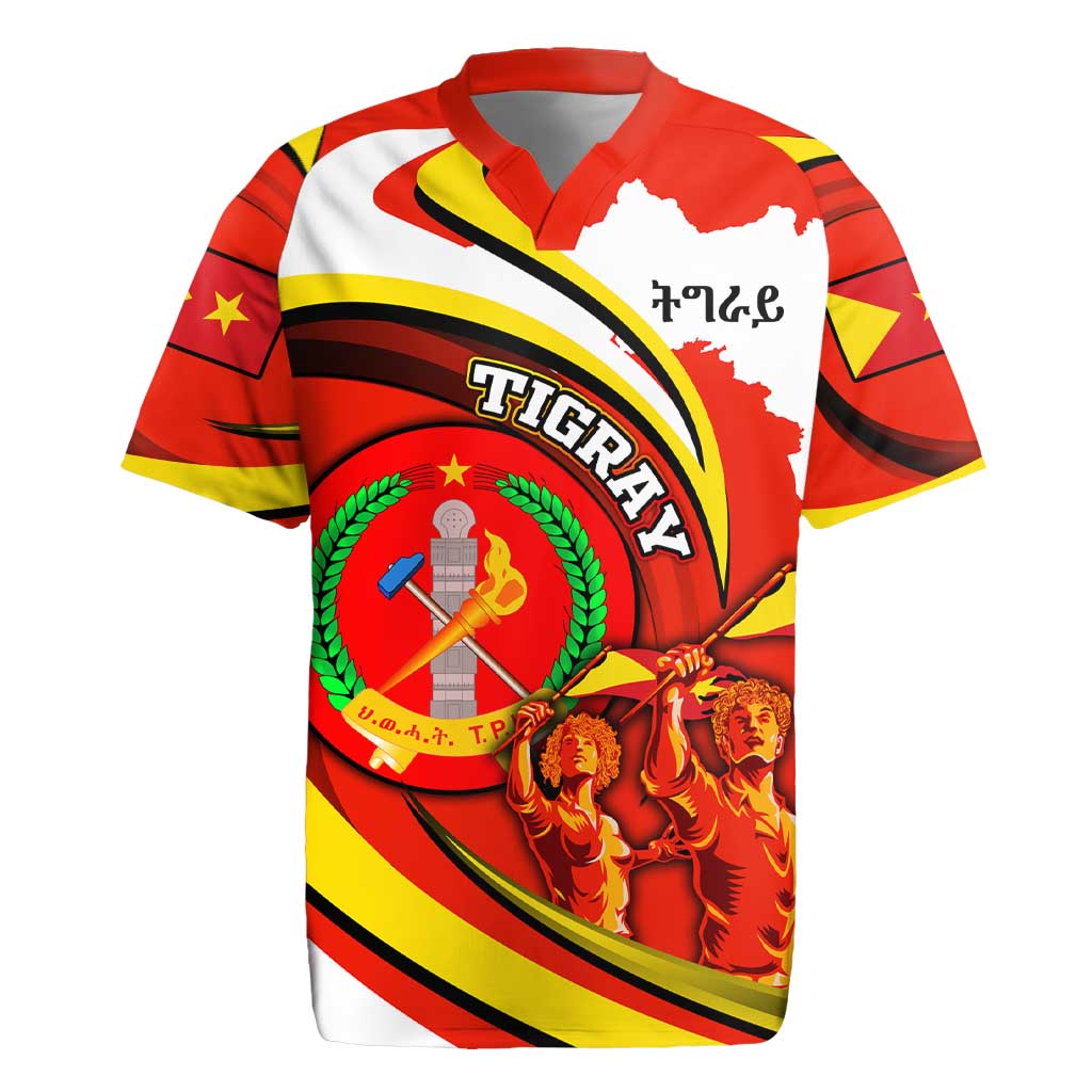 Ethiopia Tigray Revolution Rugby Jersey Emblem Freedom Fighters and Flag