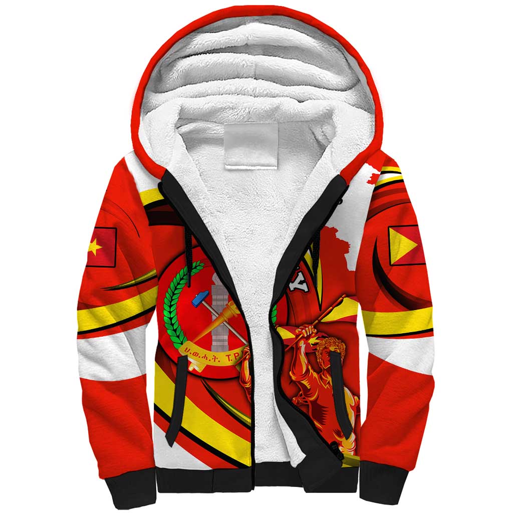 Ethiopia Tigray Revolution Sherpa Hoodie Emblem Freedom Fighters and Flag