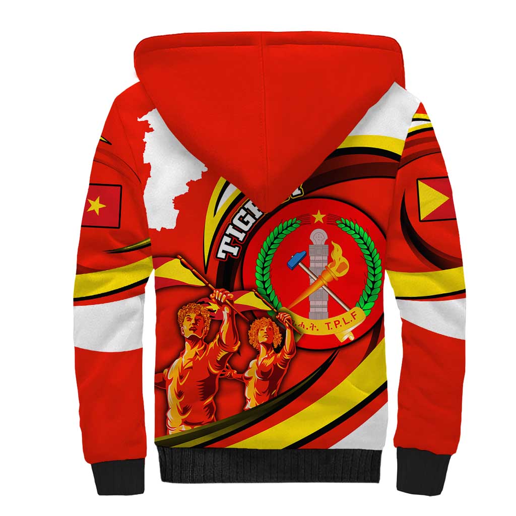 Ethiopia Tigray Revolution Sherpa Hoodie Emblem Freedom Fighters and Flag