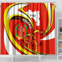 Ethiopia Tigray Revolution Shower Curtain Emblem Freedom Fighters and Flag