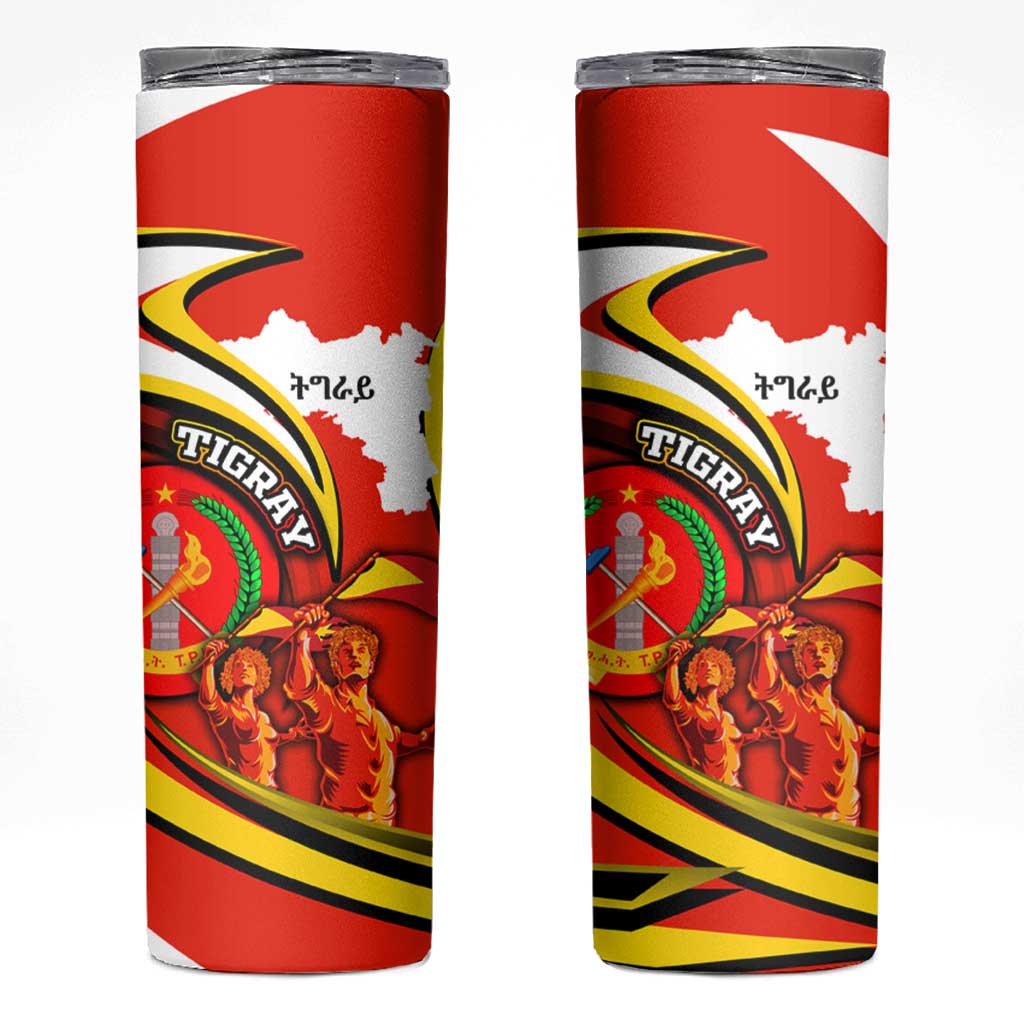 Ethiopia Tigray Revolution Skinny Tumbler Emblem Freedom Fighters and Flag