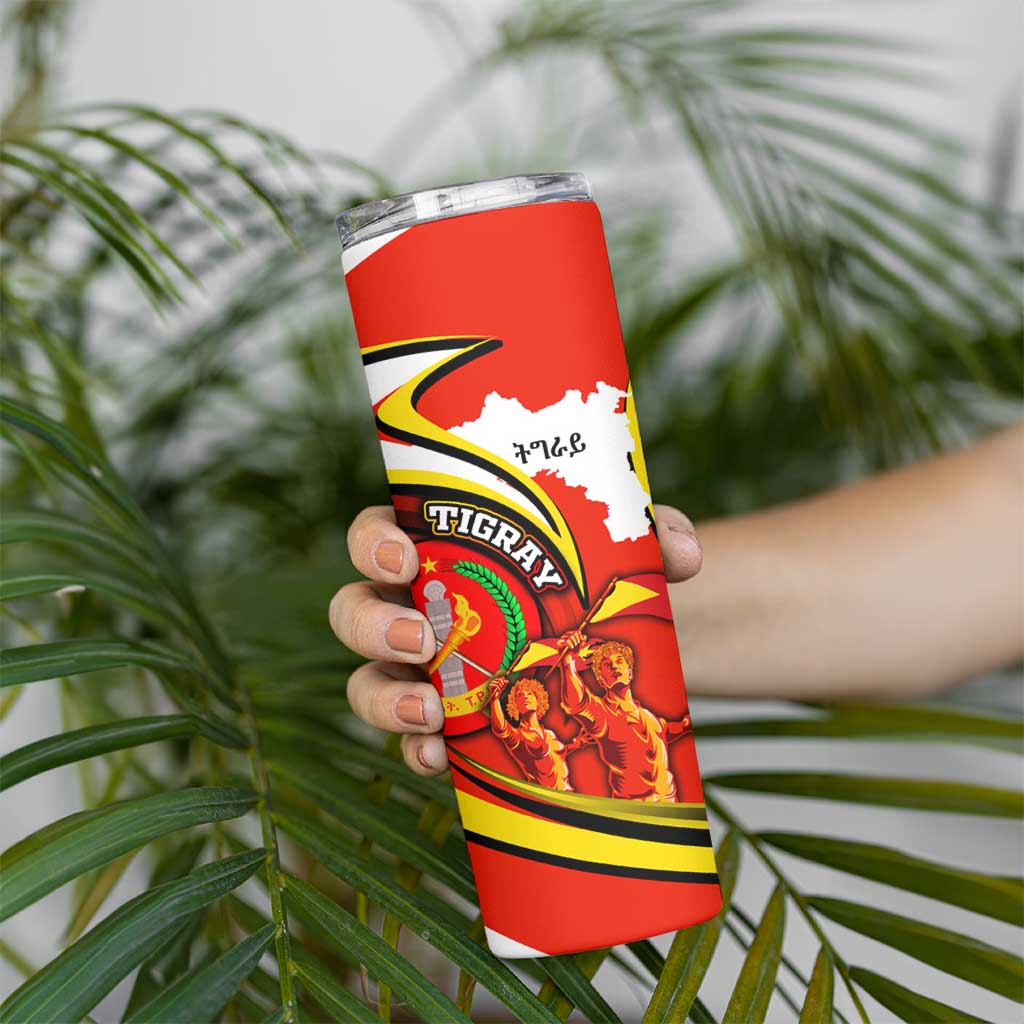 Ethiopia Tigray Revolution Skinny Tumbler Emblem Freedom Fighters and Flag