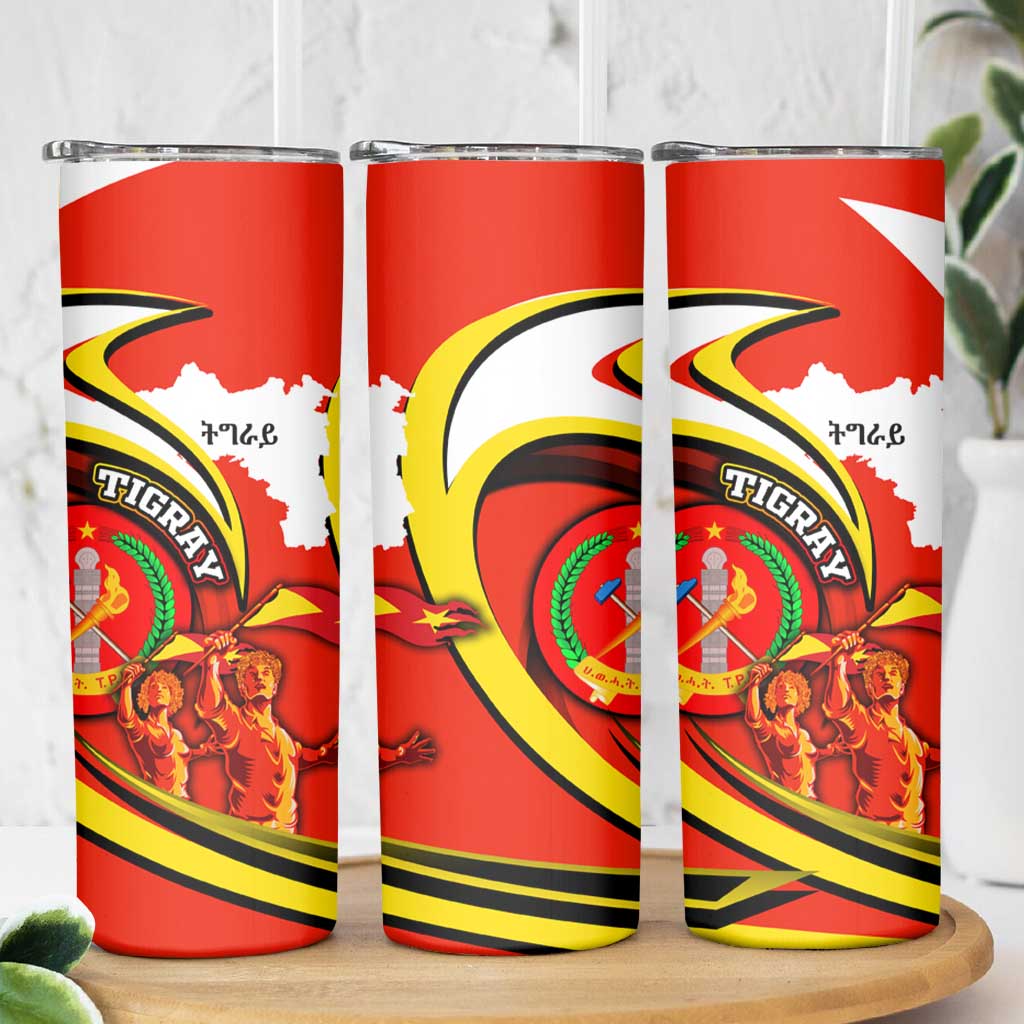Ethiopia Tigray Revolution Skinny Tumbler Emblem Freedom Fighters and Flag